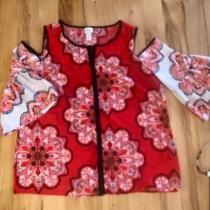 Chicos colorful cutout sleeve top